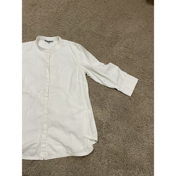 Lafayette 148 White Poplin Button Up Shirt Size 14 Womens Long Sleeve Blouse - Picture 2 of 12